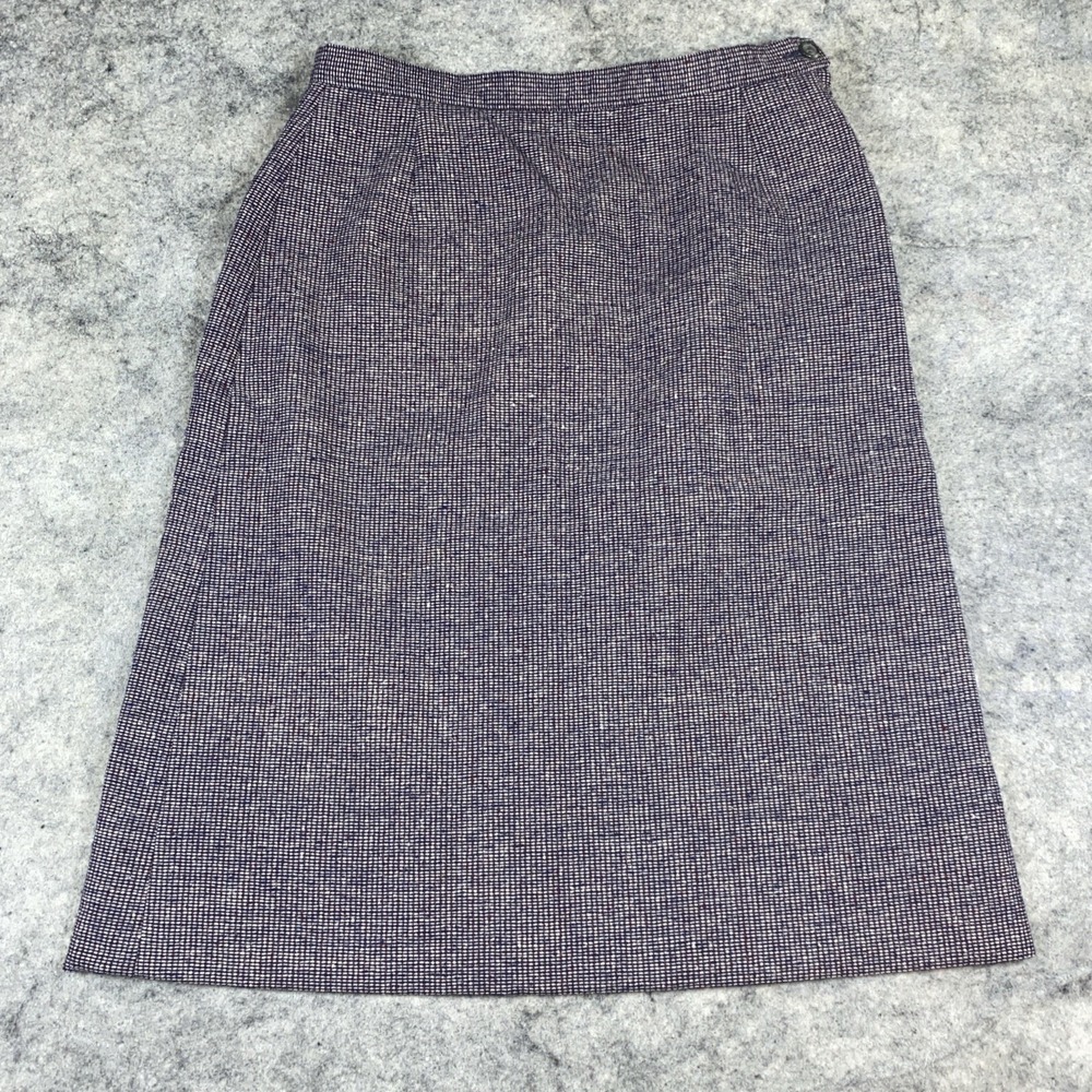 Vintage Pendleton Plaid Skirt Women's 12 Navy Maroon Tweed Lined Wool Academia